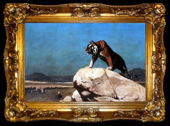 framed  Jean Leon Gerome Tiger on the Watch, ta009-2